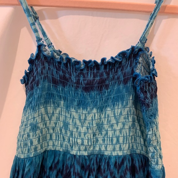 Teal Blue Pattern Sundress with Adjustable Straps - Picture 3 of 4